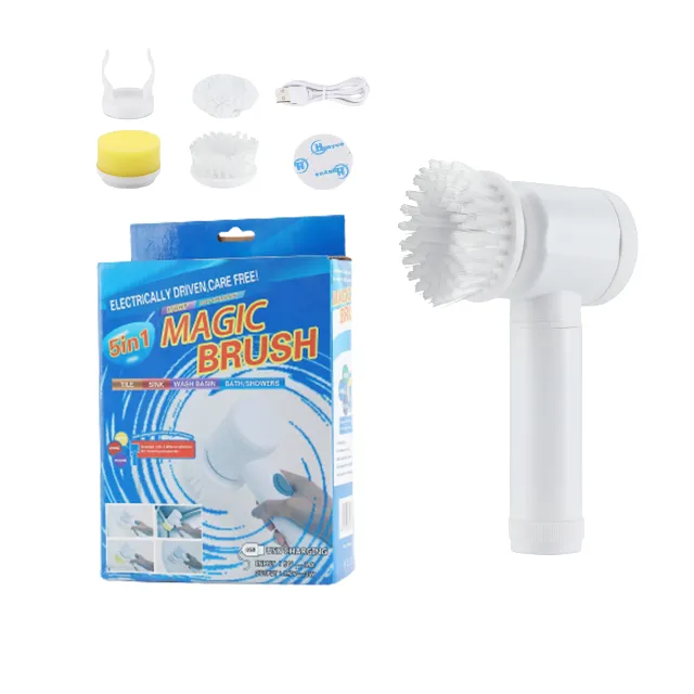 Multi-Purpose Electric Cleaning Brush with 4 Heads & USB Charging KDM0955