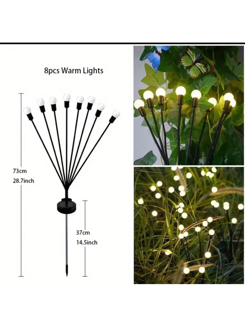 Solar Lights / Ground Stakes, 8 Bulbs Warm White KYS0047