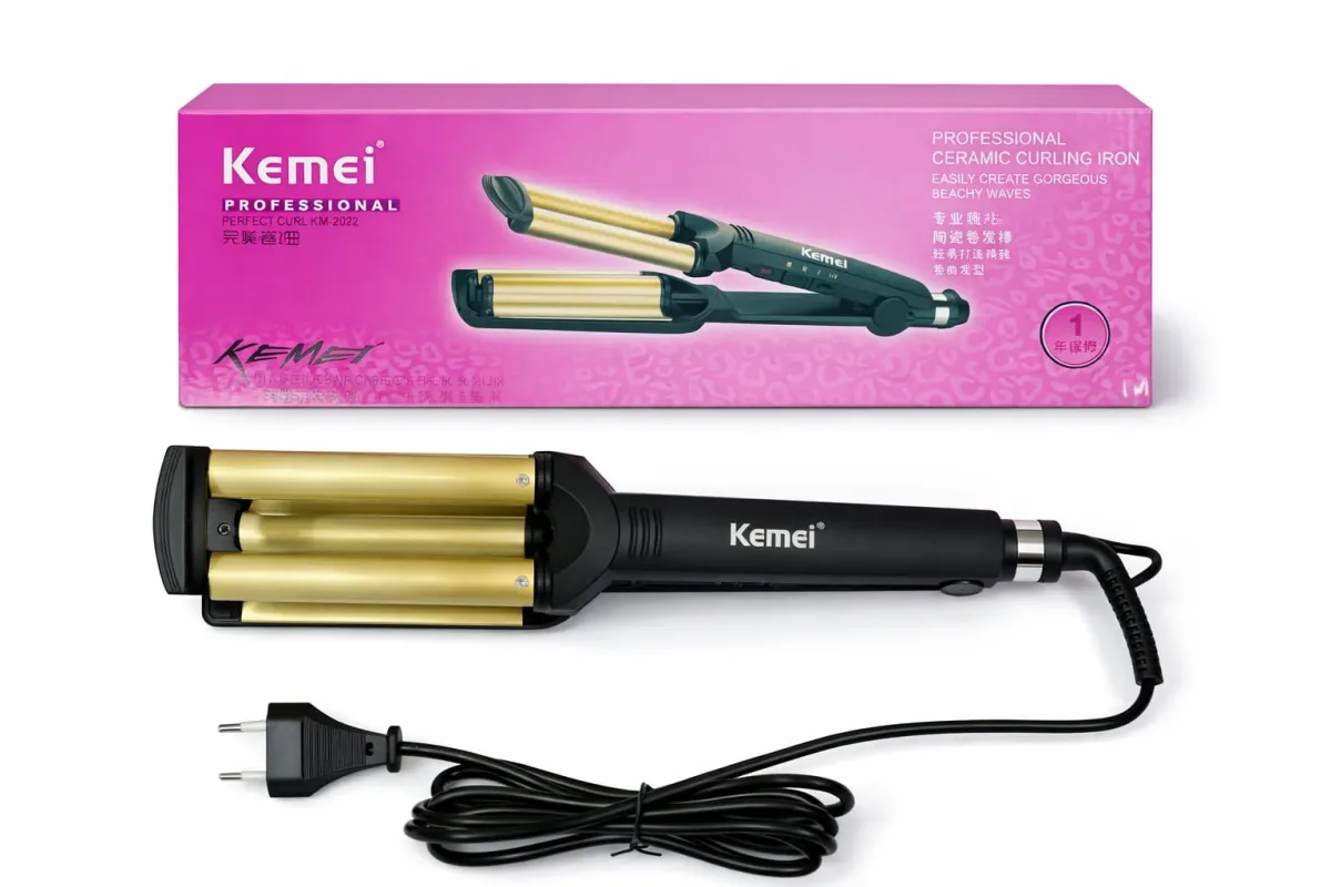 Kemei KM-2023 Professional Triple Barrel Wave Hair Curler - Professional Waves and Hair Volume KDM0120