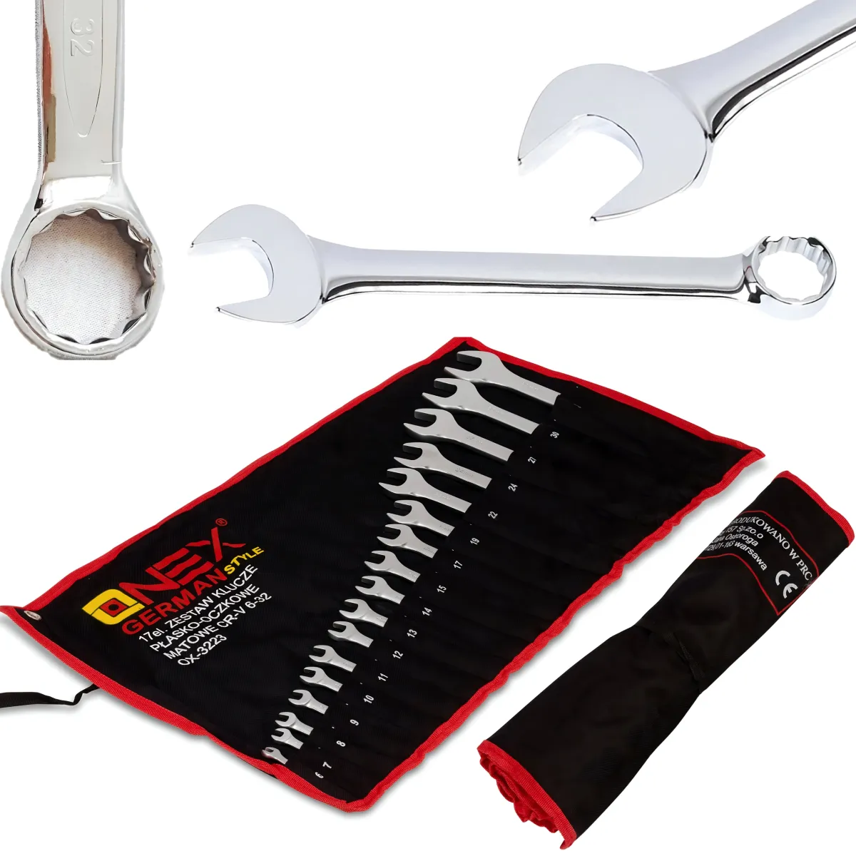 Boxer 17 pcs. wrench set 6-32 klucze plasko oczkowe | OX-3223