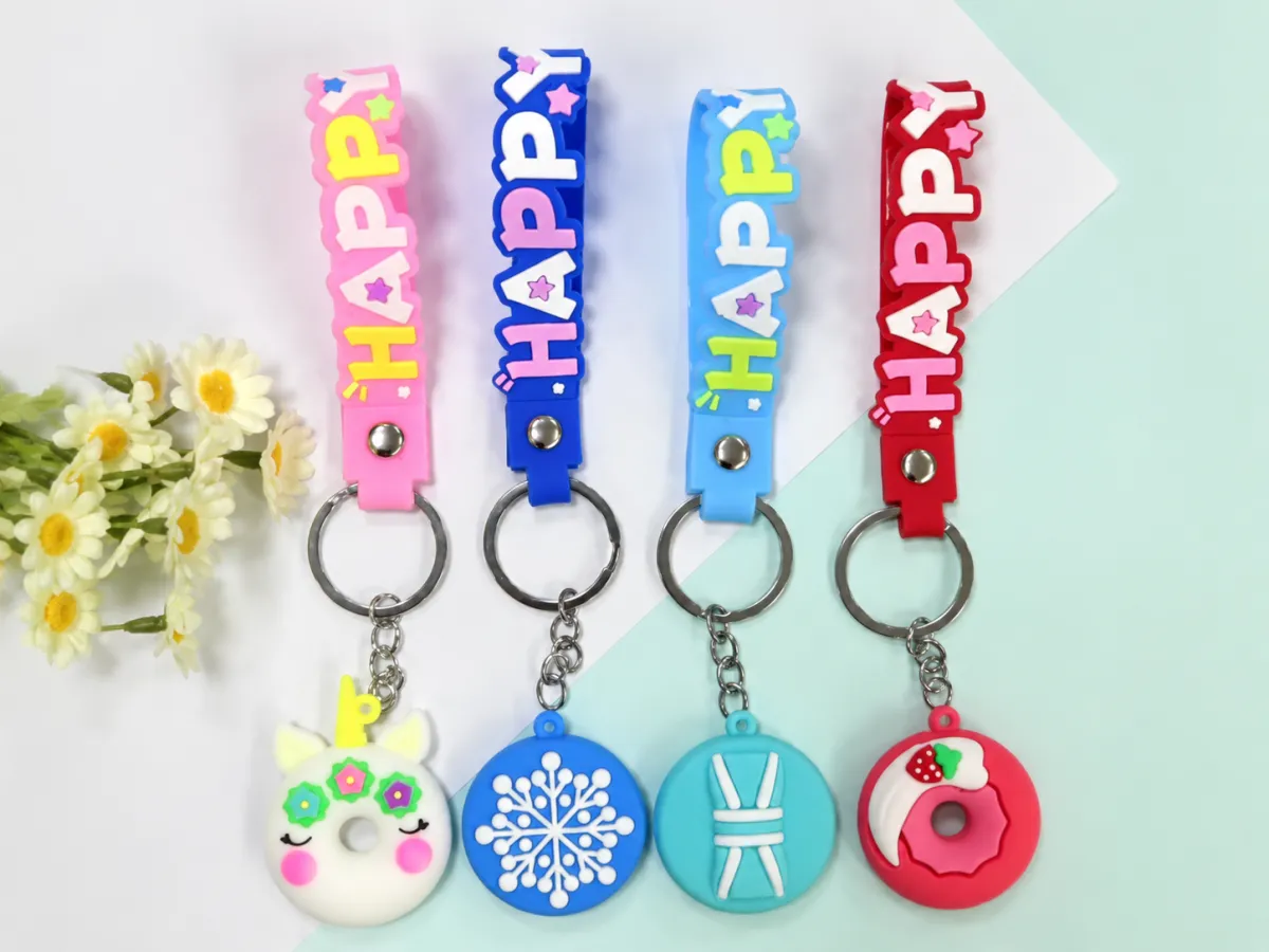 Keychain with Round Decorative Charm – 4 Assorted Designs