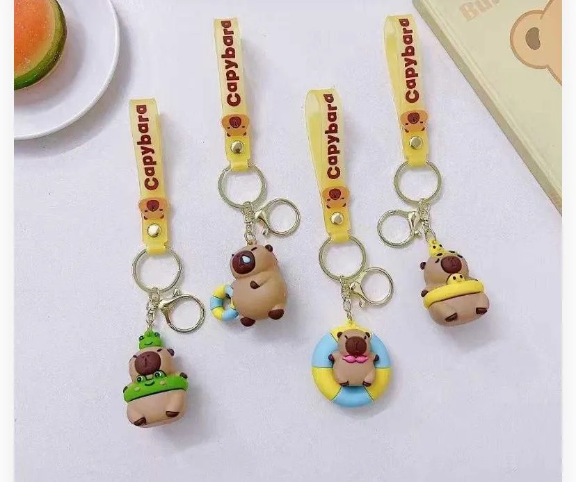 787902 Summer Beach & Swimming Capybara Silicone Keychain Collection
