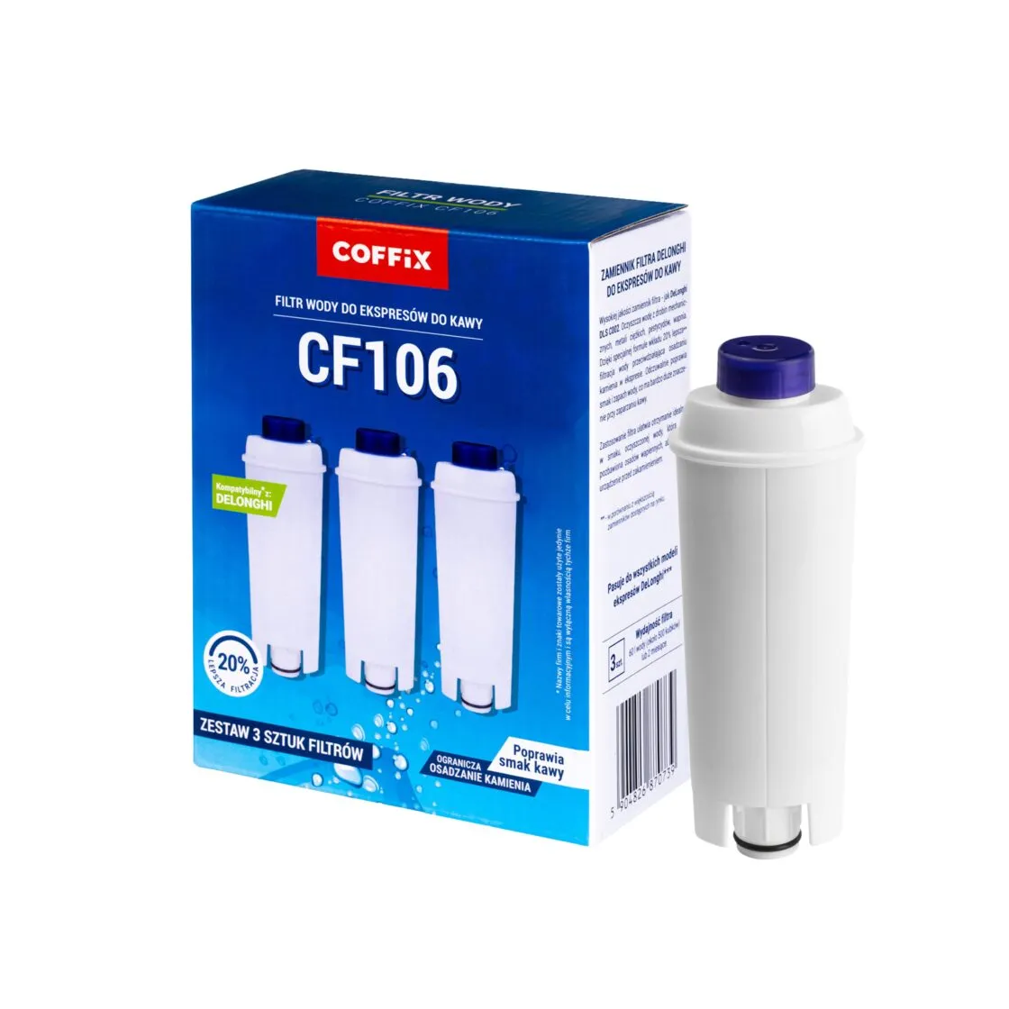 DeLonghi Espresso Machine Filter Replacement COFFIX CF106 – Pack of 3