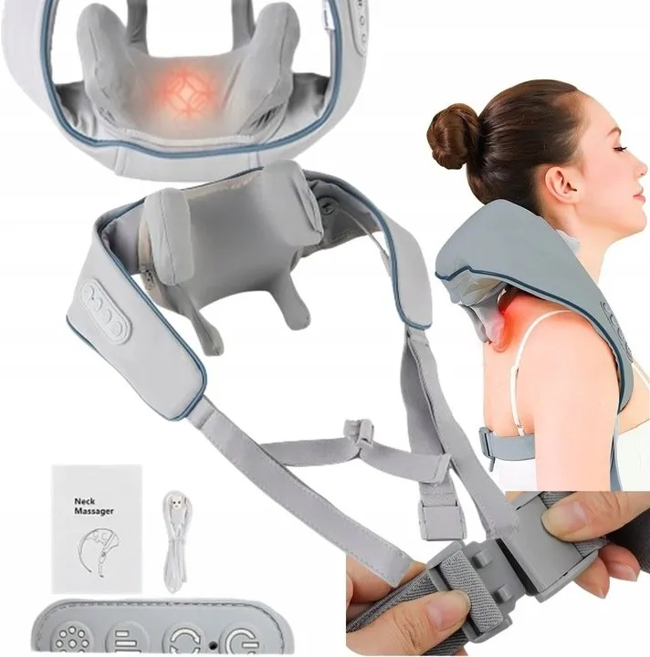 6D Cordless Neck & Shoulder Massager with Heat, Deep Tissue Shiatsu Kneading Massage SC-1118