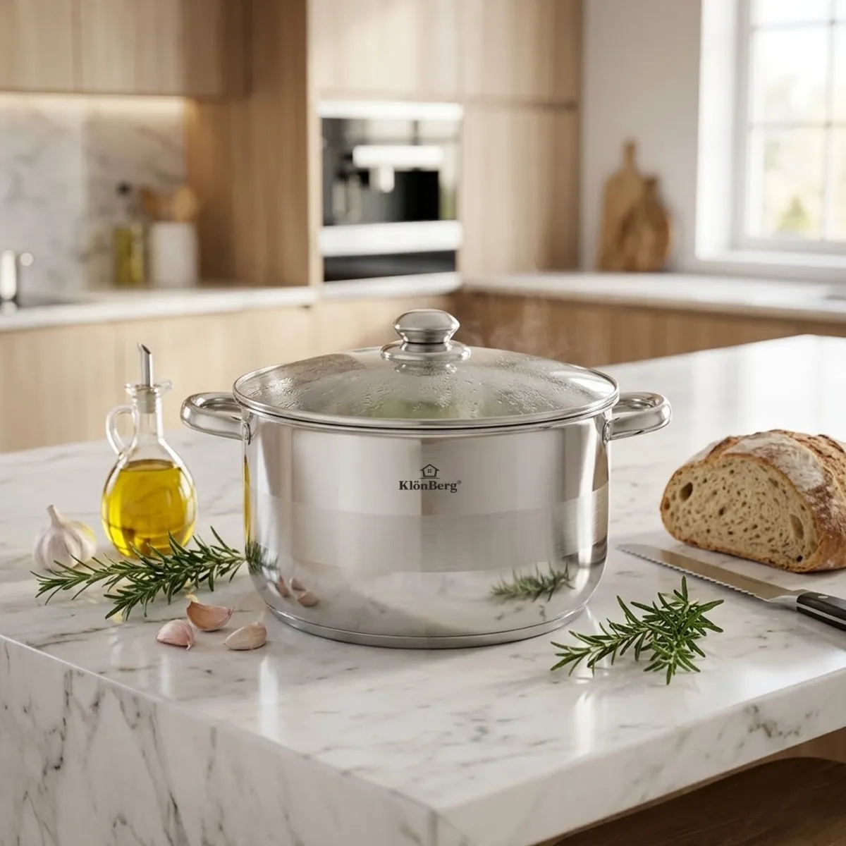 Stainless Steel Stock Pot 40cm 27.6L with Lid and 5-Layer Base