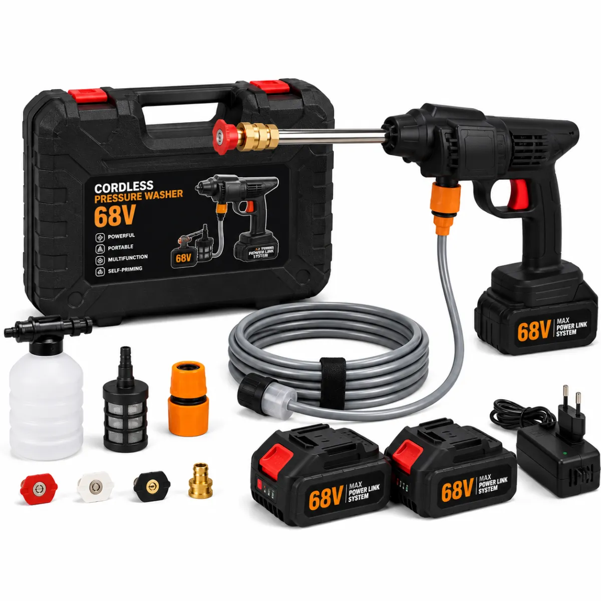 Portable Cordless Pressure Washer 68V with 2 Batteries KDM0630