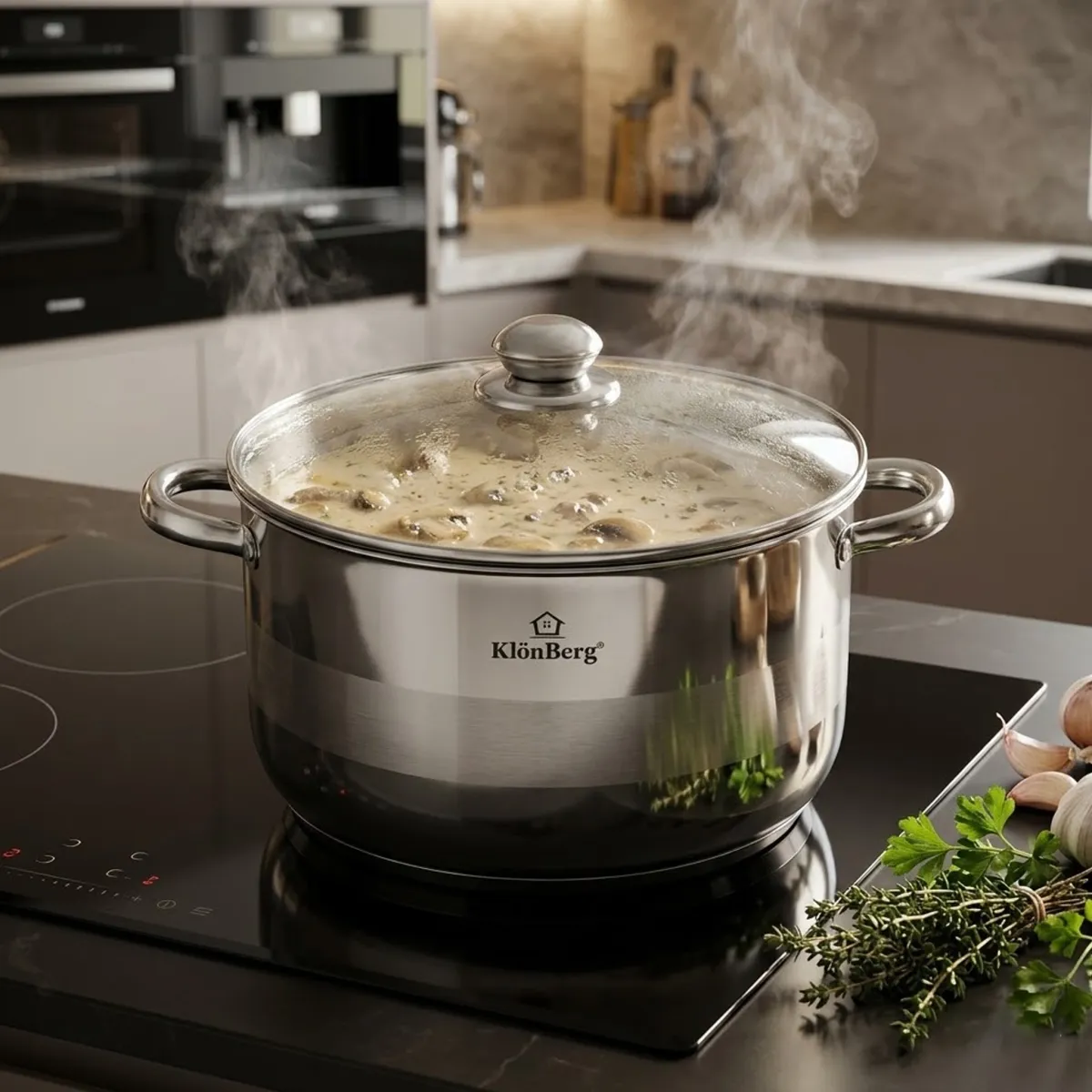 Stainless Steel Stock Pot 20L 36cm with Tempered Glass Lid