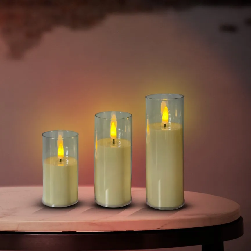 LED FLAMELESS DECORATION CANDLE 3 PCS - LC1112