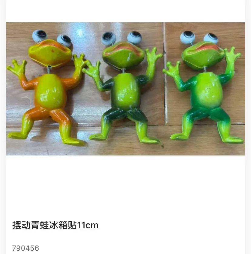 11cm Spring-Neck Wobbly Head Green Frog Fridge Magnet Decor with Googly Eyes (Item No. 790456)