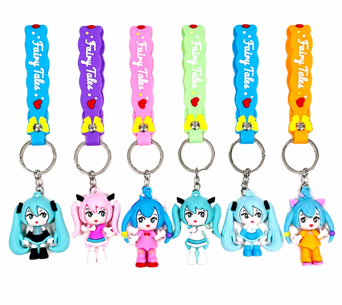 Anime Character Keychain with Printed Strap 6 Colour Variants