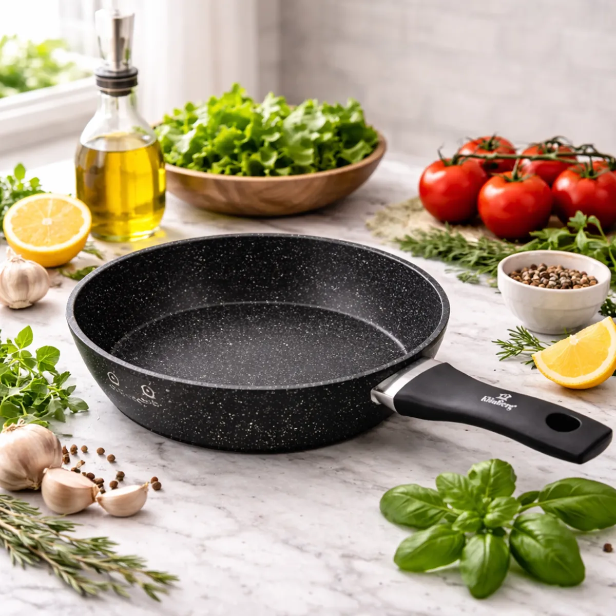 Non-Stick Frying Pan 28 Cm Marble Coating Black KB-8607