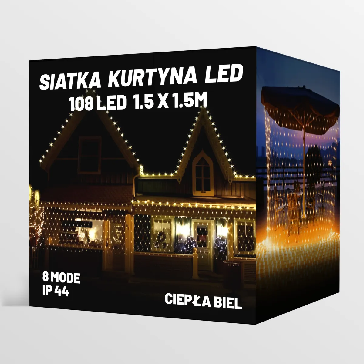 CHRISTMAS LED NET MESH LIGHTS 108 LED 1.5M x 1.5M - 8 MODE - WARM WHITE - CP1175