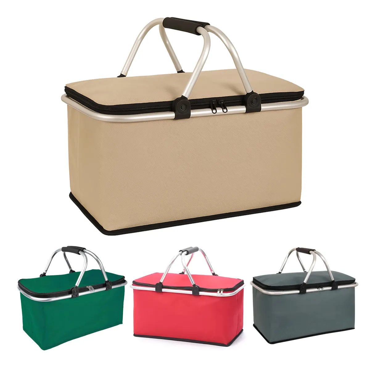 Large Thermal Foldable Double Handle Picnic Basket - C100439