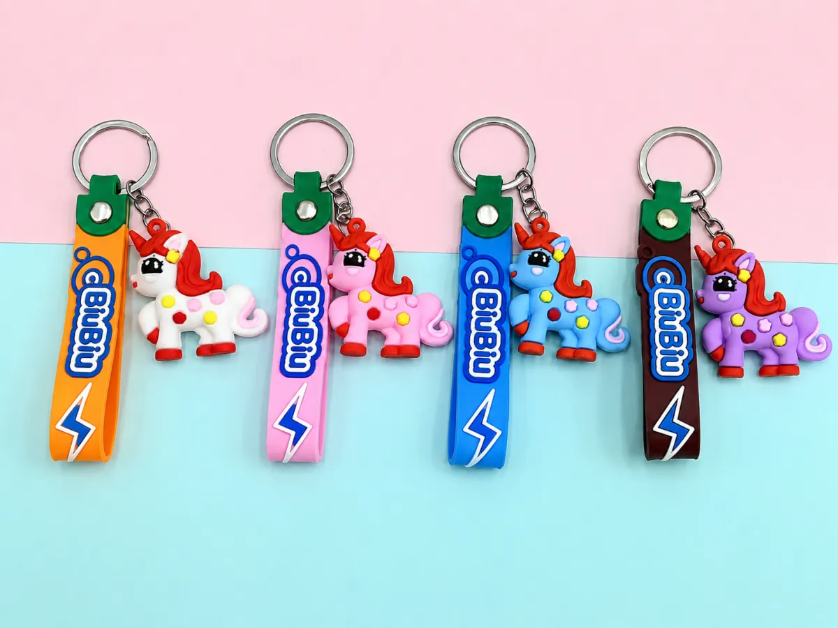 Unicorn Character Keychain with Printed Loop Strap – 4  Colours