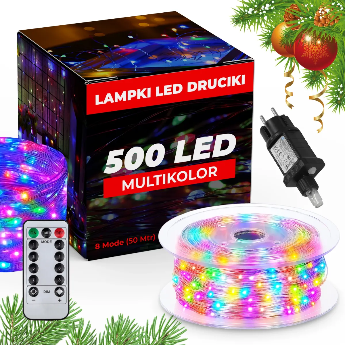 CHRISTMAS STRING LIGHTS + REMOTE 500 LED 50M - RGB - CP1169