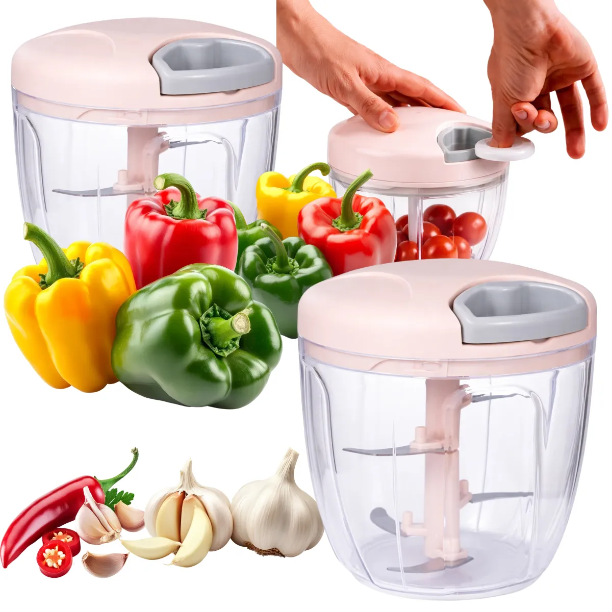 Manual Twisted Garlic Chopper Machine Portable Food Chopper for Kitchen Cutting - KO20433