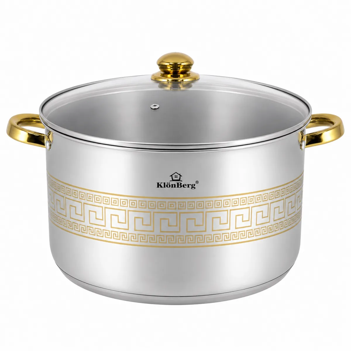 Stainless Steel Cooking Pot 20L with Glass Lid & 5-Layer Thermal Base