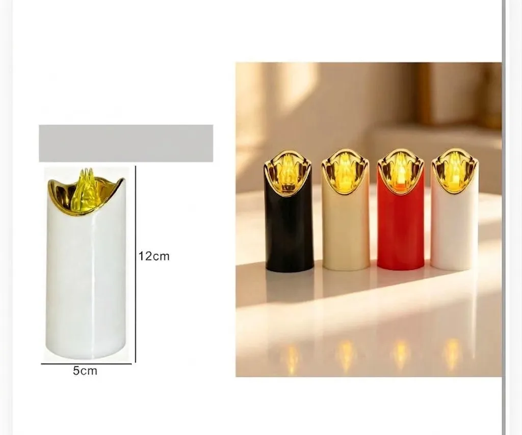 790979 🕯️ Classic Gold Crown LED Pillar Candle 12 cm – Minimalist Flameless Light