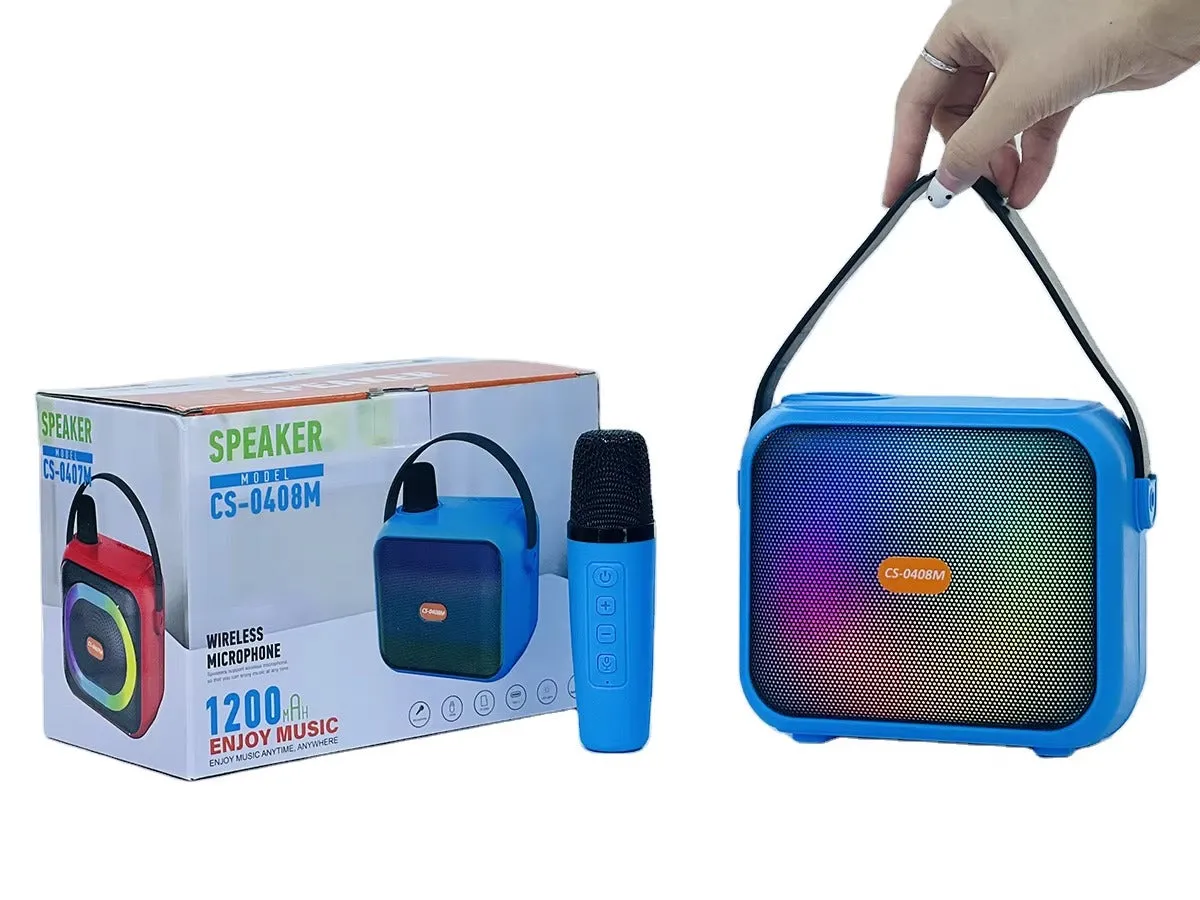Caixa de Som Bluetooth Portátil com Microfone Sem Fio e LED RGB CS-0408M KDM0160