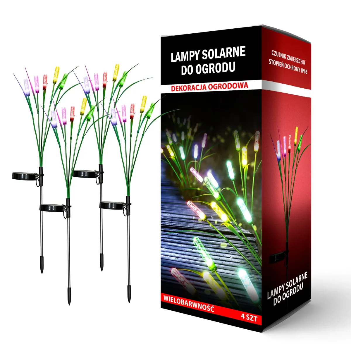 Zonne-tuinlicht LED multicolor 4 stuks schemersensor