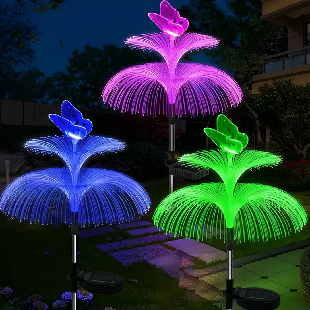 SOLAR JELLYFISH LAMP TWO LINE WITH BUTTERFLY - RGB (MULTICOLOR) - 2 PCS - SL1164