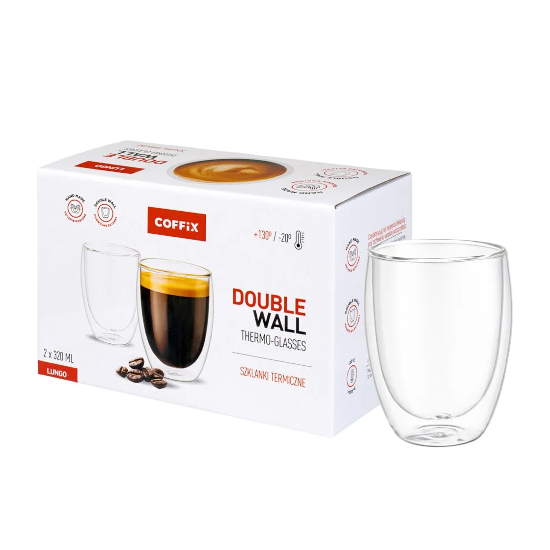 Thermal Glasses with Handle for Lungo (2x320 ml)