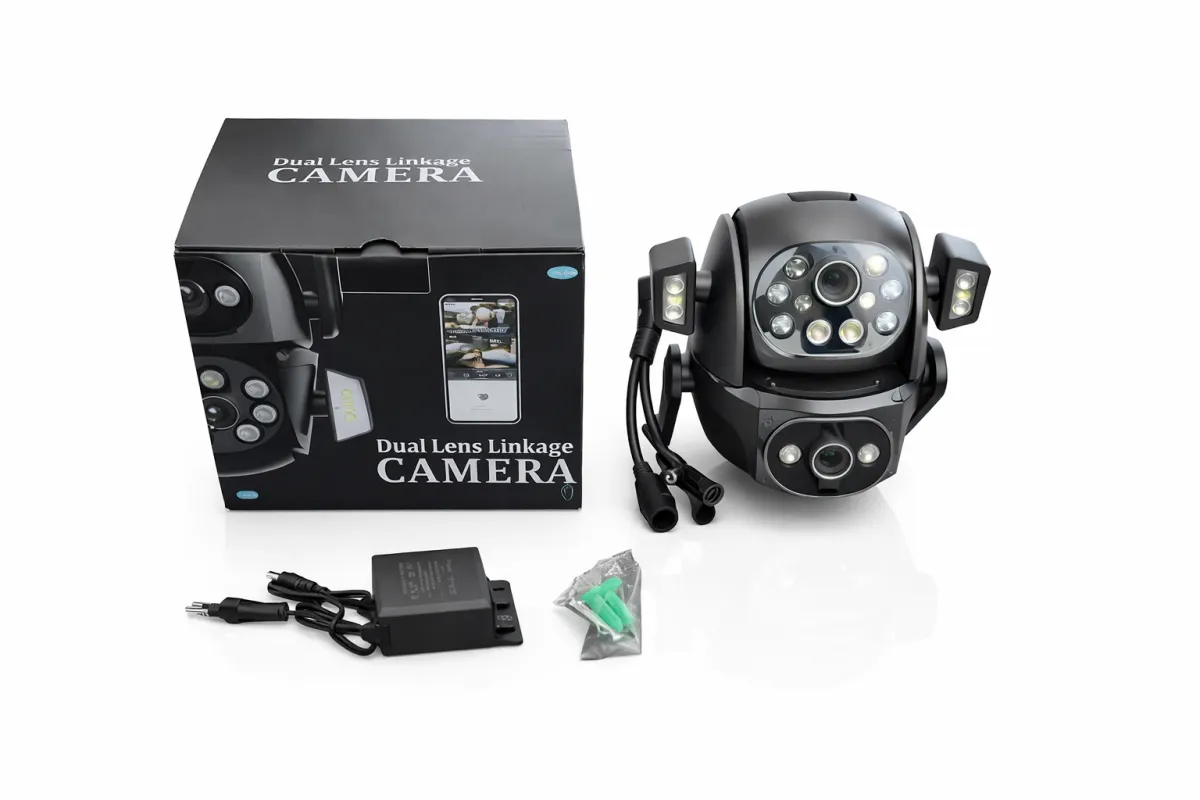 Dual Lens PTZ Security Camera with Smart Tracking & Floodlights KDM0199