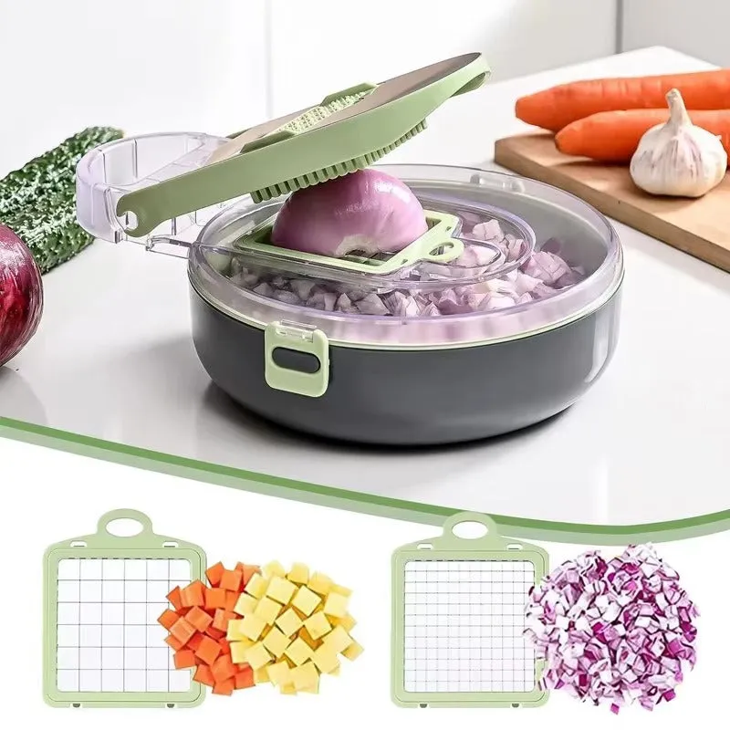 12-in-1 Multifunction Vegetable Slicer & Grater with Container KDM0959