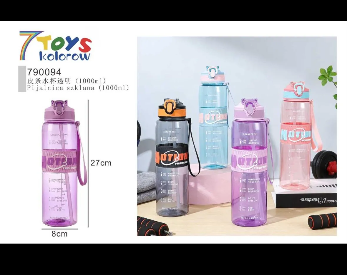 ml Transparent Sports Water Bottle with Motivational Time Markers