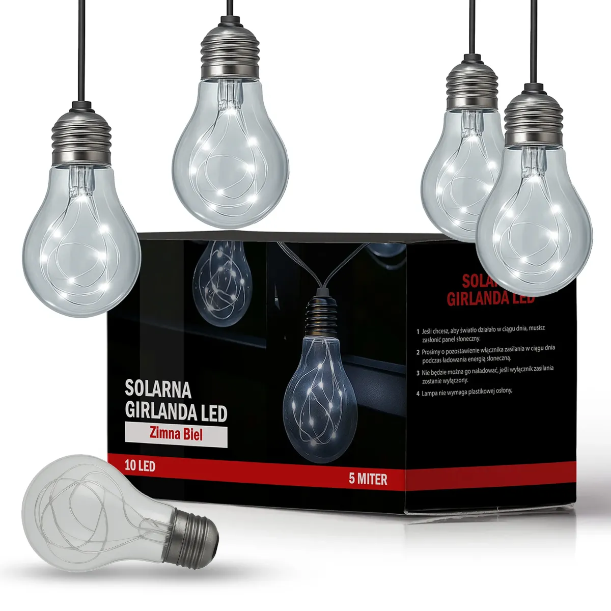 Solar String Lights cold white 10blub 4.8m L090406