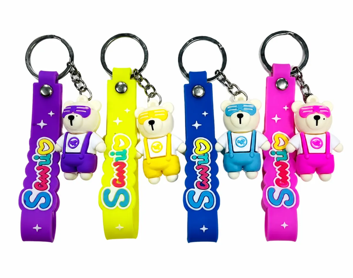 Bear Character Keychain with “Sweet” Strap – 4 Colour Variants