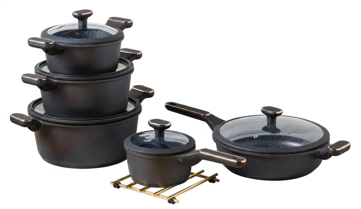 Aluminum cookware set 10-piece with ceramic marble coating EB-5656