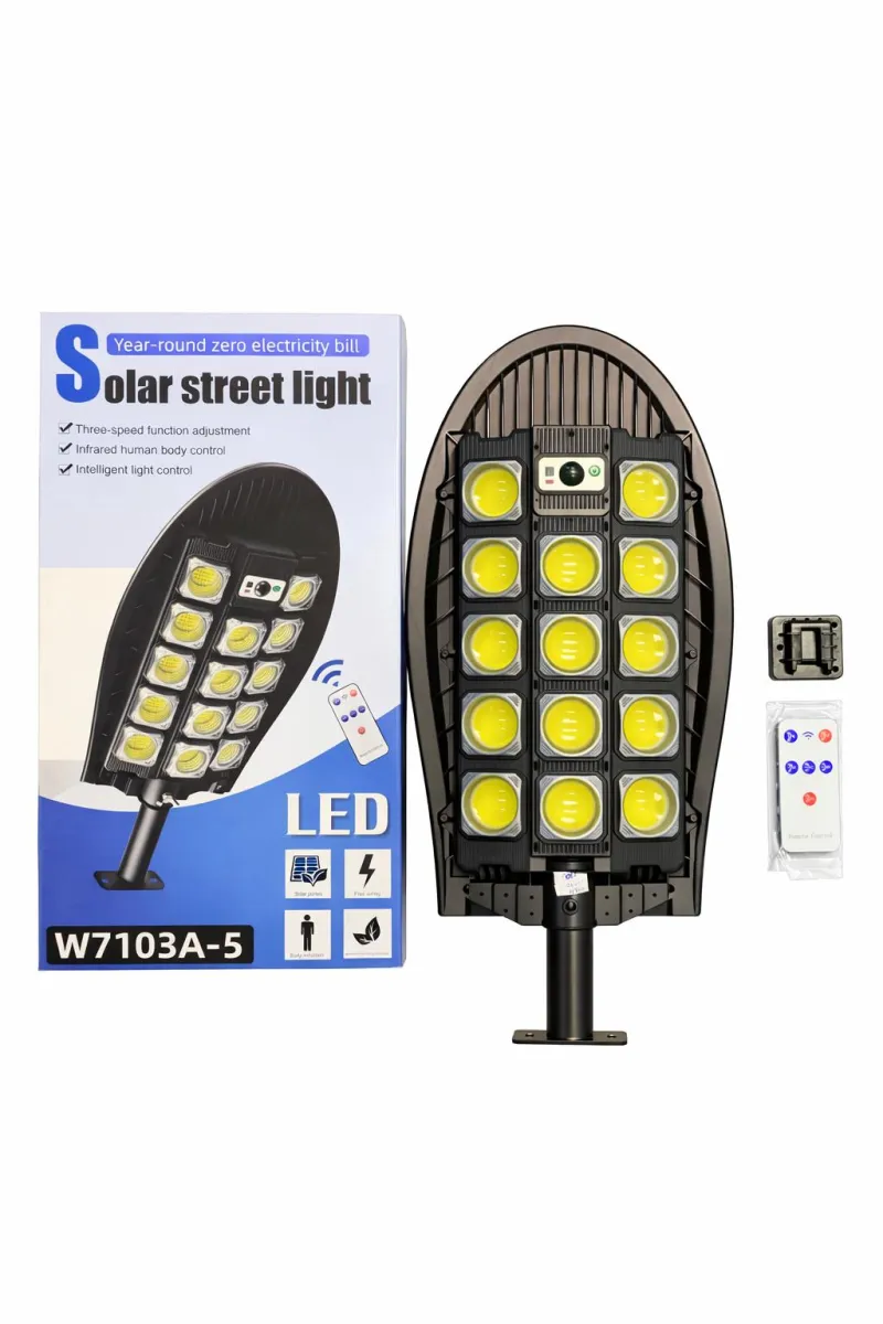 Solar LED Street Light with Motion Sensor & Remote Control – 14 Bulbs KDM0790