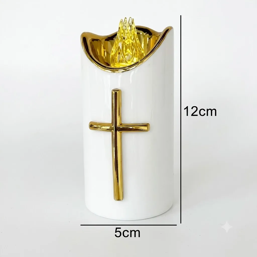 Electric LED Candle with Cross 12 cm, Set of 12 - PX- 790980