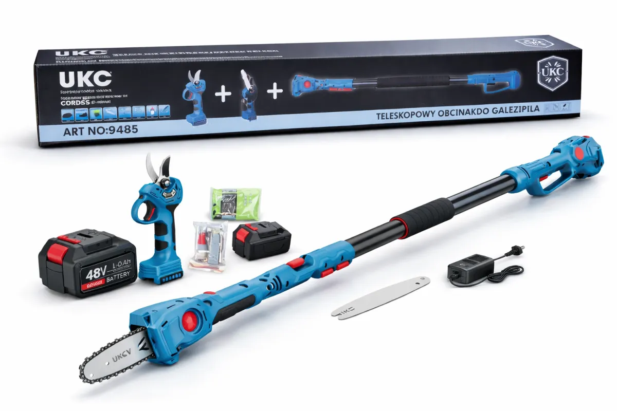 UKC 48V Cordless Garden Tool Kit: Pruning Shears, Mini Chainsaw, Telescopic Pole KDM1008