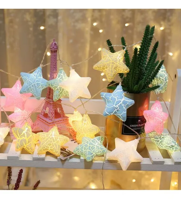Colorful Star LED String Lights - Decorative Crackle Effect KDM0227