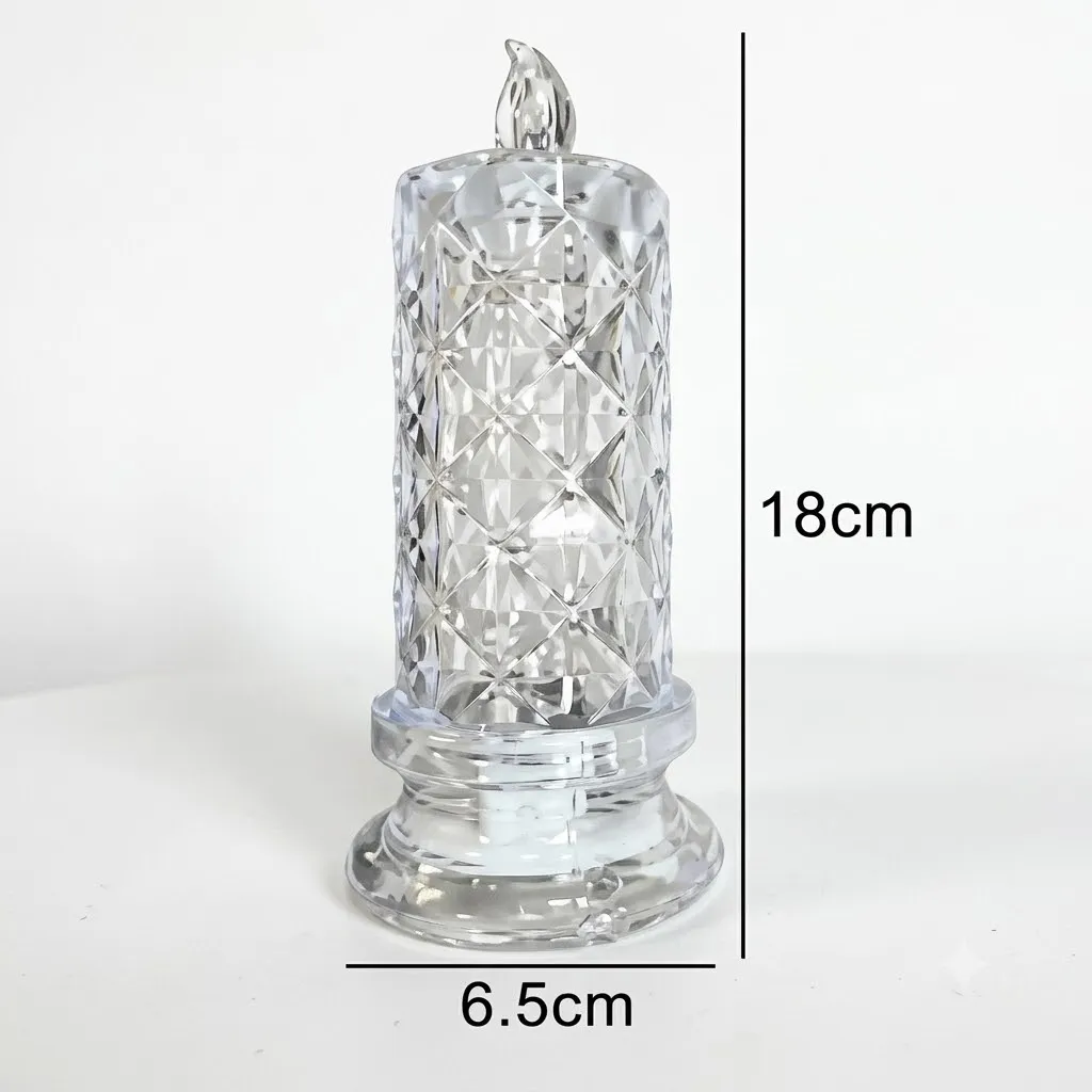 Electric LED Candle 6.5 × 18 cm Crystal Warm Light - PX-791021
