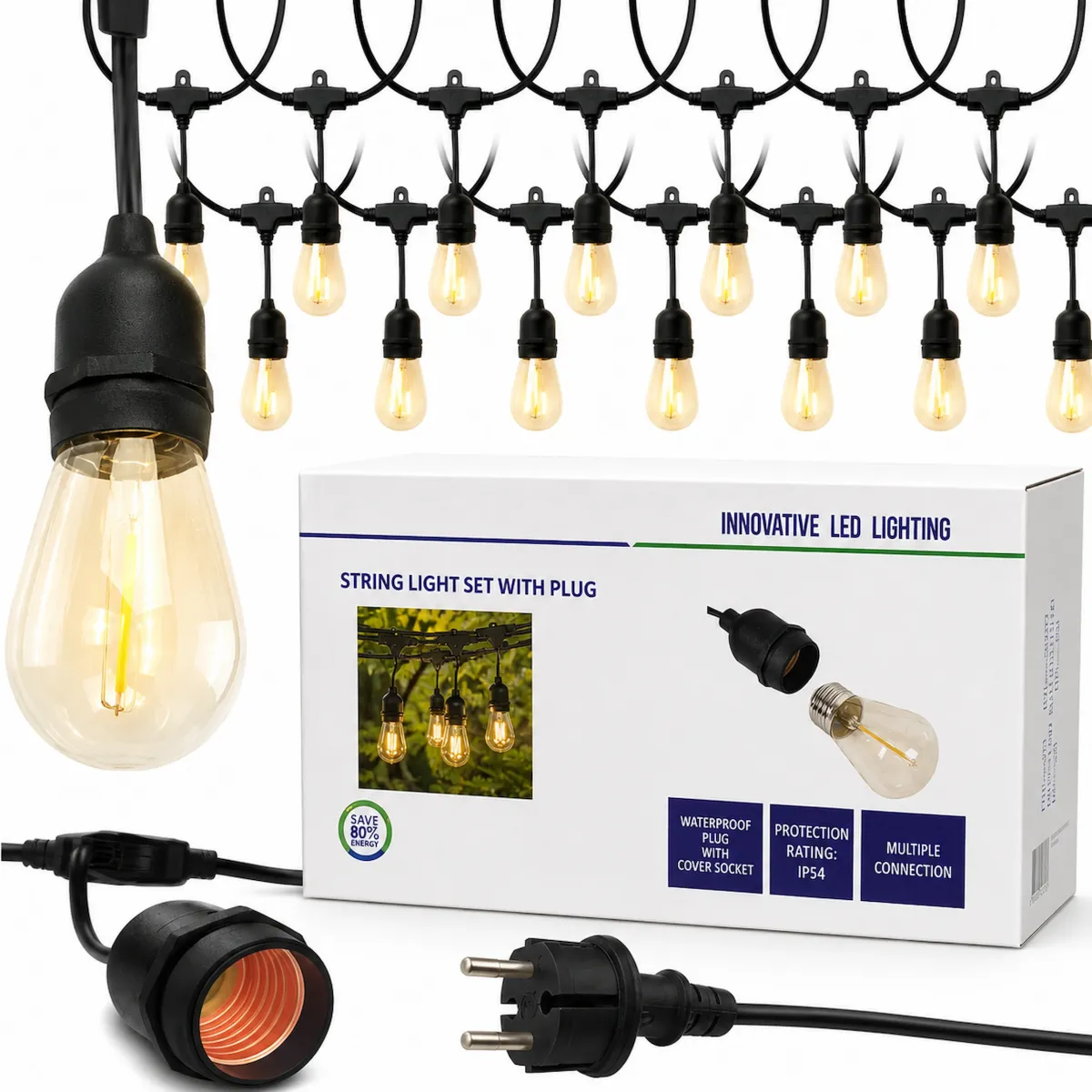 LED Outdoor String Lights 25m With 25 Bulbs | ME-101